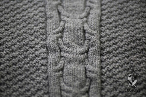 Turtleneck hand-knitted wool sweater with ball pattern