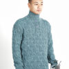 Hand-knitted men's V-neck sweater with button detailing