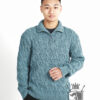 Hand-knitted men's V-neck sweater with button detailing