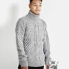 Turtleneck hand-knitted wool sweater with ball pattern