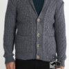 Hand-knitted basketweave patterned cardigan sweater