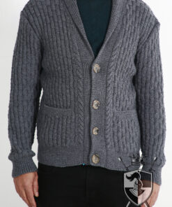 Hand-knitted basketweave patterned cardigan sweater