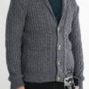 Hand-knitted basketweave patterned cardigan sweater