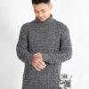 Hand-knitted wool sweater with interlocking circle pattern