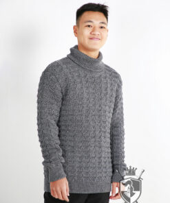 Hand-knitted wool sweater with interlocking circle pattern