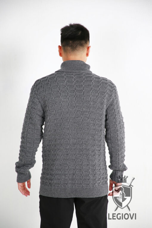 Hand-knitted wool sweater with interlocking circle pattern