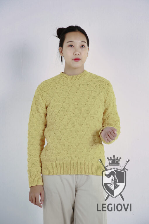 Hand-knitted wool sweater with triangle pattern