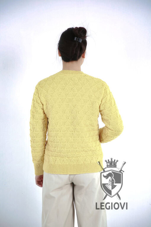 Hand-knitted wool sweater with triangle pattern