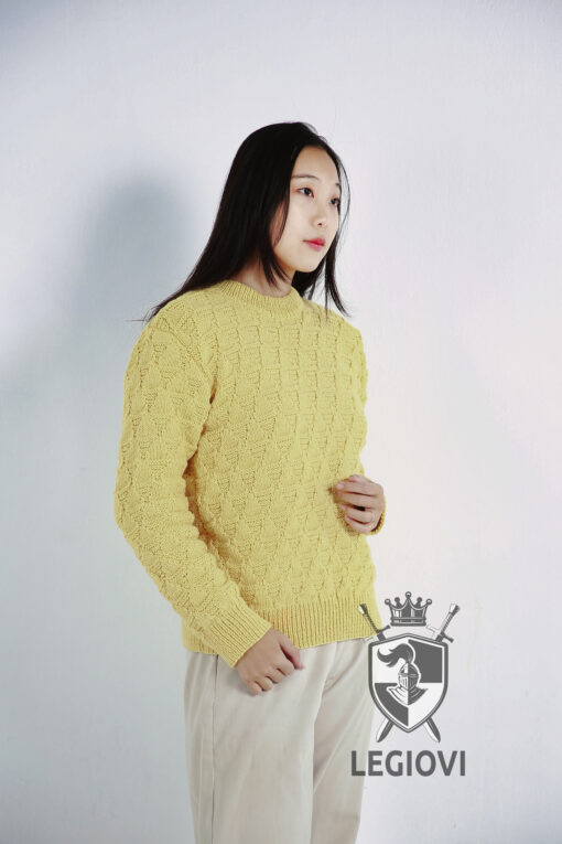 Hand-knitted wool sweater with triangle pattern