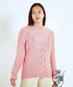 Hand-knitted wool sweater with multi-block pattern