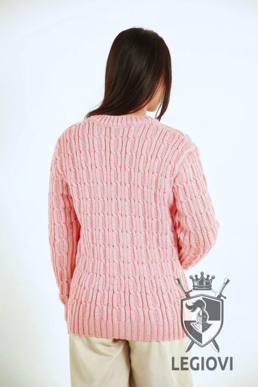 Hand-knitted wool sweater with multi-block pattern