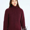 Hand-knitted wool sweater with classic pattern for women