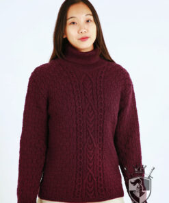 Hand-knitted wool sweater with classic pattern for women