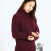 Hand-knitted wool sweater with classic pattern for women