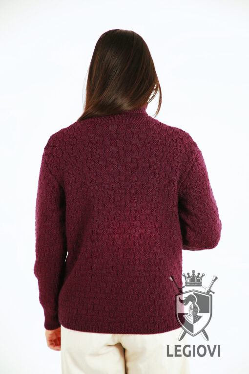 Hand-knitted wool sweater with classic pattern for women