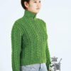 Hand-knitted wool cardigan with cable knit pattern