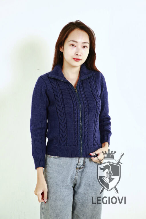 Basic style hand-knitted cardigan