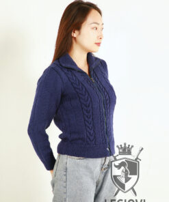 Basic style hand-knitted cardigan